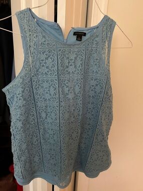 Ann Taylor Blue Lace Overlay Camisole